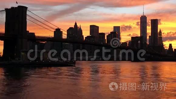 日落时分曼哈顿的剪影