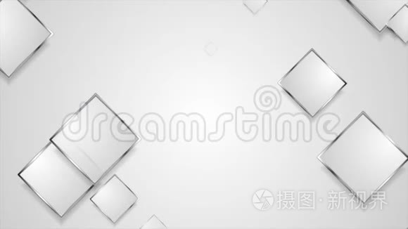 银色方块的高科技几何运动设计视频