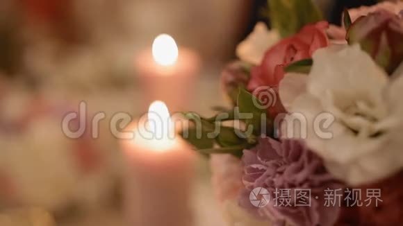 装饰精美的婚礼桌景视频