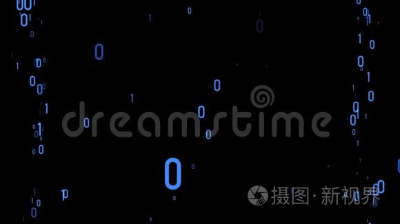 蓝色二进制代码随机浮动空间动画背景新质量数字字母编码技术快乐4k股票