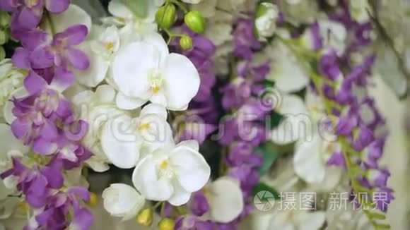婚礼特写的鲜花装饰精美视频