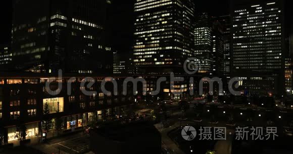 东京商业城的夜景高角宽景拍摄