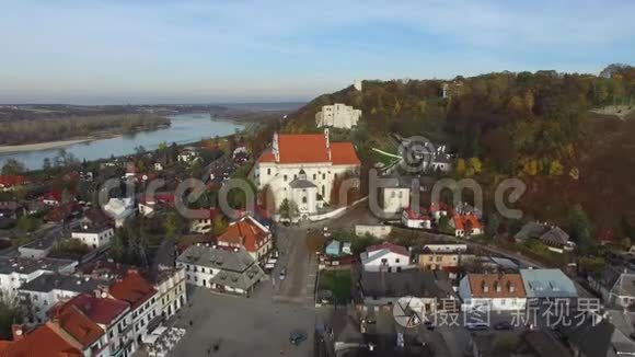维斯图拉河上的Kazimierz Dolny，鸟瞰图