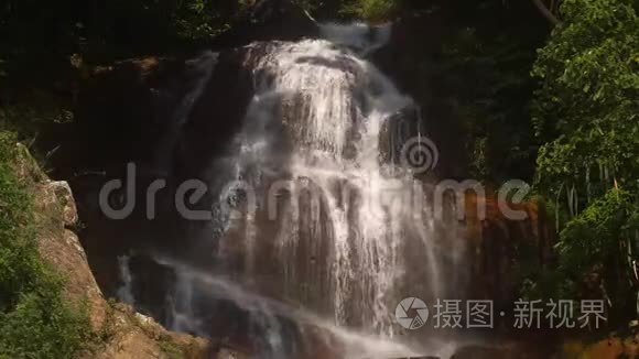 瀑布在风景如画的丛林雨林视频