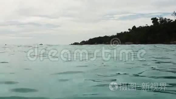 印度洋边缘游泳的手持镜头视频