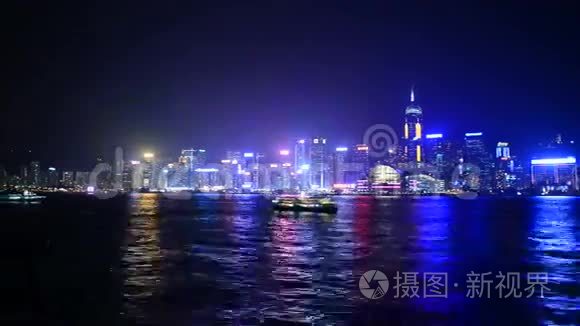 维多利亚港/香港夜空的时光流逝-中国香港