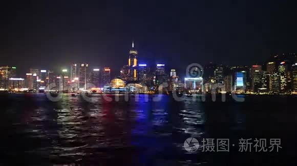 维多利亚港/香港夜空的时光流逝-中国香港