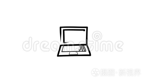 笔记本电脑和手绘信息图形动画视频