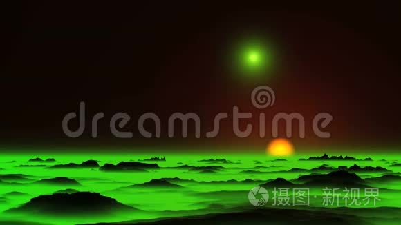 发光的UFO和绿雾