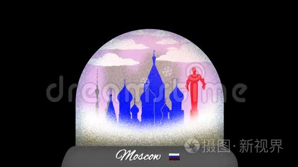 莫斯科雪球卡通动画在无缝循环视频