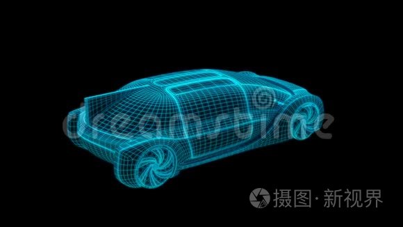 高速公路自主电动车的线框渲染视频