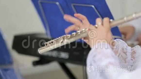 专业女长笛演奏者表演视频