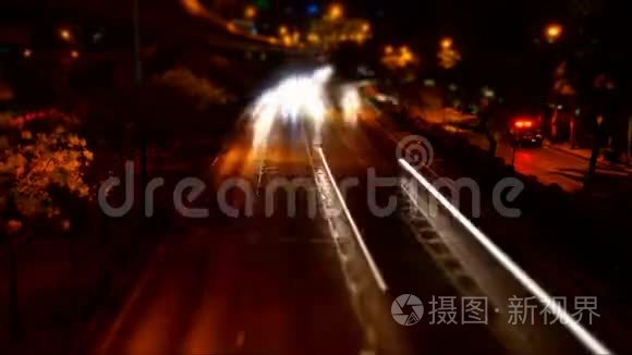 高速公路顶景夜景时间视频