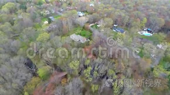 森林中房屋的空中录像视频