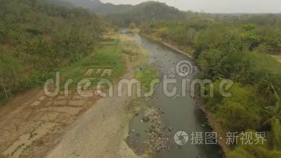 热带景观河流，农民土地.