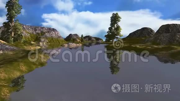 18个3D动画全景山，湖和树