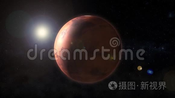 行星火星在太空中旋转视频