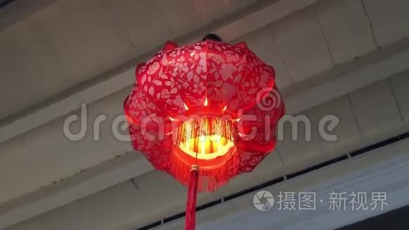 马来西亚槟城中国寺庙的红灯笼视频
