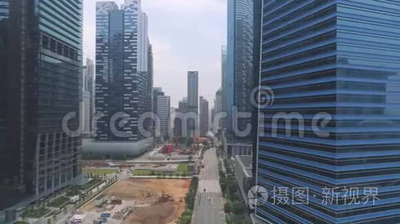 新加坡市区的鸟瞰图。 中枪。 新加坡摩天大楼的俯视图