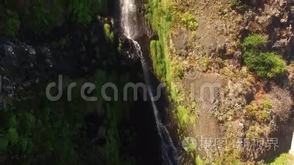 马德拉岛瀑布和海洋的鸟瞰图视频