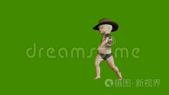 绿色背景的卡通动画小男孩视频