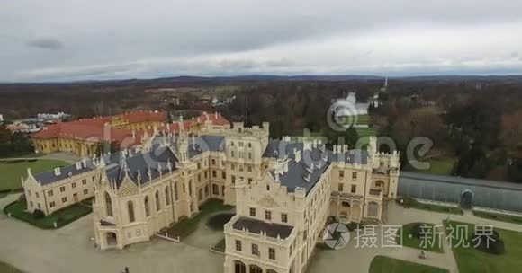 捷克莱德尼斯城堡鸟瞰图视频
