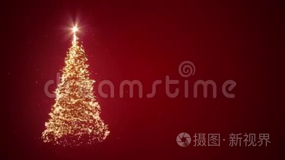 一棵由光粒子组成的圣诞树