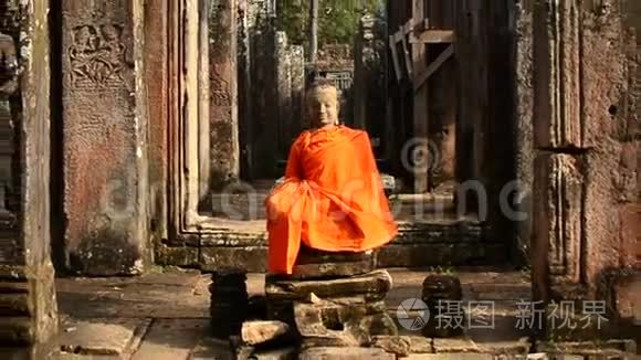 柬埔寨吴哥窟古寺藏佛视频