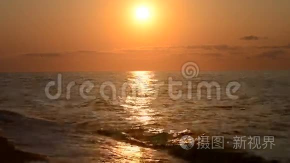 美丽的海景日出和日落与地平线视频