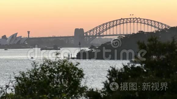 悉尼海港大桥日落黄昏视频