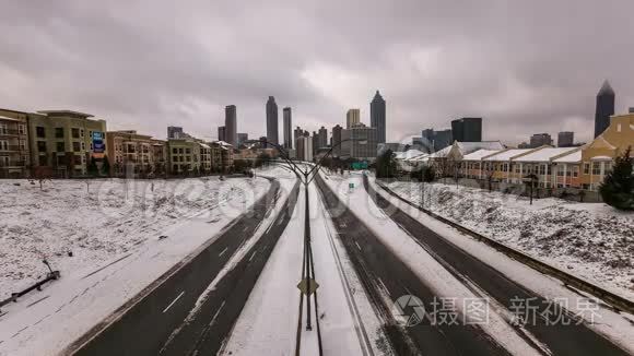 亚特兰大城市景观时间流逝雪视频