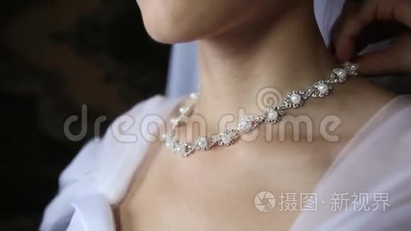 银框珍珠新娘项链