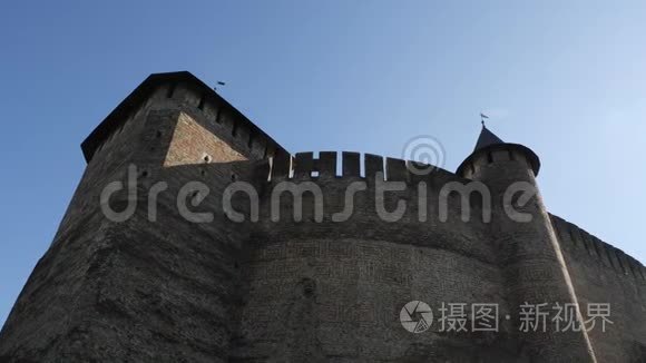 古霍廷堡的城墙和塔楼视频