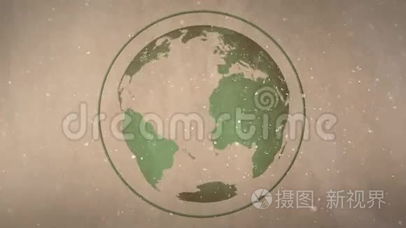棕色背景地球仪数字动画视频