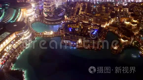 夜间著名音乐迪拜喷泉4k延时