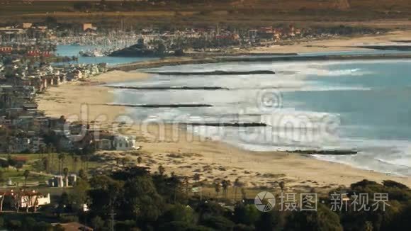 海滩波浪海岸线时间推移视频