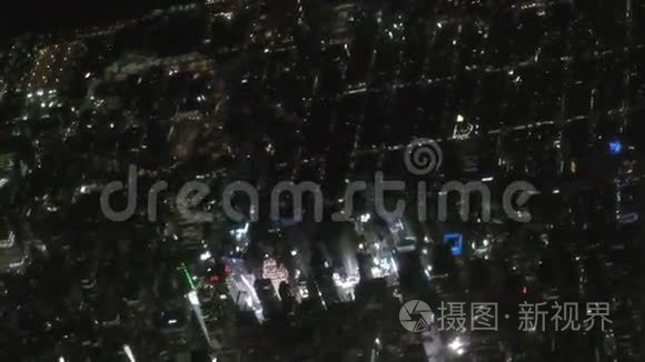 纽约市夜间空中飞行视频