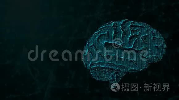 未来背景下数字大脑的三维图解、人工智能概念和思维可能性