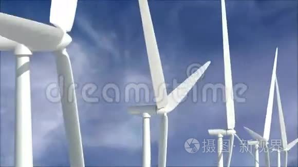 风力涡轮机对抗云景视频