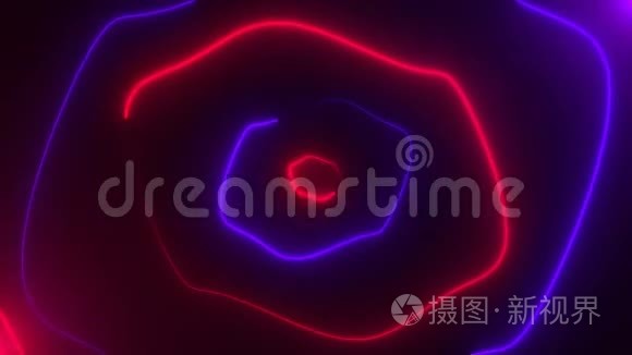 光照三维渲染背景计算机生成的抽象霓虹灯随机形状