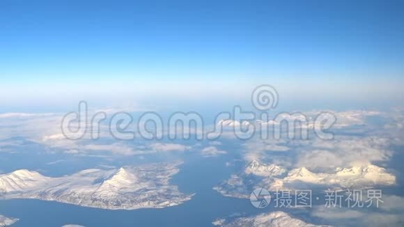 鸟瞰挪威北部雪山视频