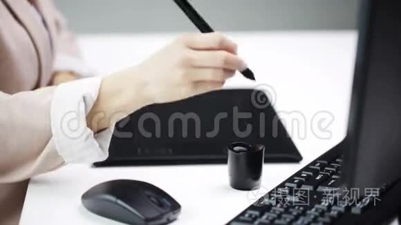 钢笔平板电脑上的手写笔视频