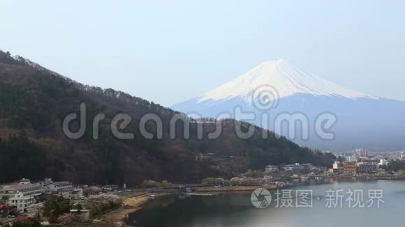 山 早上在川口顺湖富士山视频