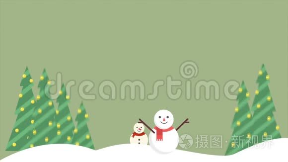 节日快乐和圣诞节雪景背景片段