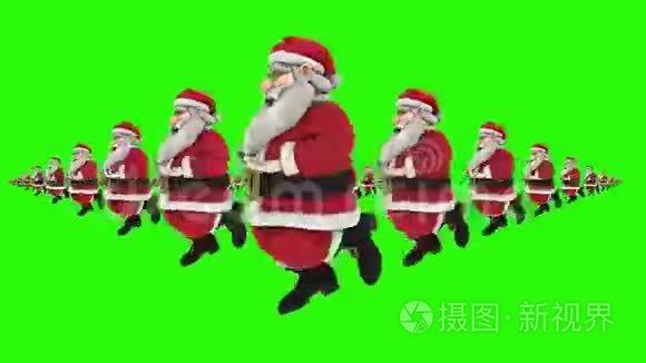 一群圣诞老人跳着绿色舞蹈视频