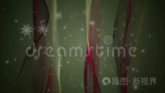 带有波浪和雪花的圣诞动画，循环高清1080p