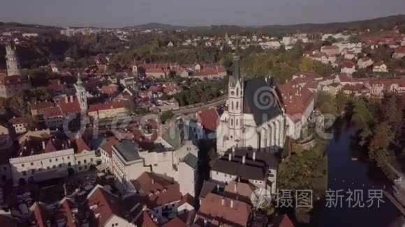 Cesky Krumlov老城空中全景