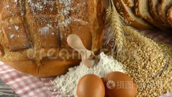 面包面粉麦蛋食品概念视频