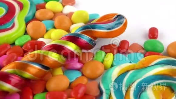甜糖果冻棒棒棒糖混合零食视频