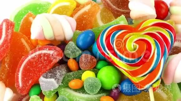 甜糖果冻棒棒棒糖混合零食短视频